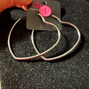 Paparazzi Silver Heart Hoops